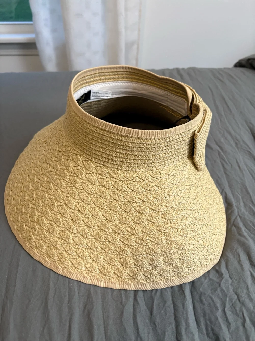 Magid Natural Straw Visor Hat with Bow